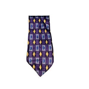 Silk Neck Tie 60" Long x 4" Wide Purple Diamond Pattern by Joseph A. Bank